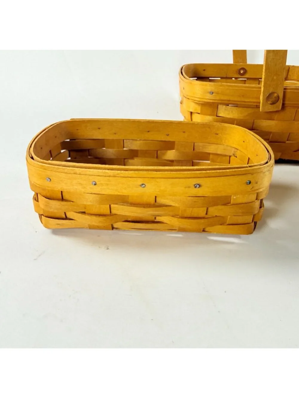 Longaberger 1996,2001 & 2002 Hand Woven Wooden Baskets Square & Rectangular USA